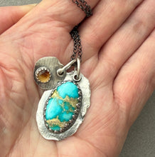 Load image into Gallery viewer, Turquoise Pendant Necklace, Sierra Bella Turquoise, Sterling Silver