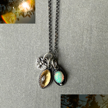 Load image into Gallery viewer, Ethiopian Opal & Faceted Citrine Necklace with Fine Silver Bee