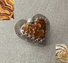 Load image into Gallery viewer, Sterling Silver Suture Ammonite Heart Button