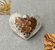 Load image into Gallery viewer, Sterling Silver Suture Ammonite Heart Button