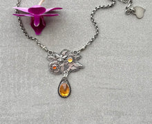 Load image into Gallery viewer, RESERVED for RUTH Pendant necklace hand sawn flowers Honey Bee, Citrine Gemstone

