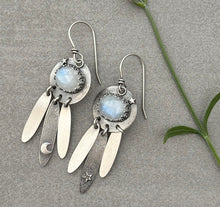 Load image into Gallery viewer, Artisan Rainbow Moonstone Earring, Handcrafted
