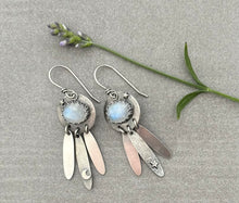 Load image into Gallery viewer, Artisan Rainbow Moonstone Earring, Handcrafted
