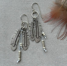 Load image into Gallery viewer, Hand Fabricated sterling silver Feather Earrings
