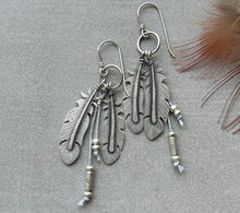 Load image into Gallery viewer, Hand Fabricated sterling silver Feather Earrings
