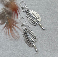 Load image into Gallery viewer, Hand Fabricated sterling silver Feather Earrings
