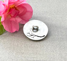 Load image into Gallery viewer, Owl Button, Sterling Silver, Rhodochrosite Gemstone Button
