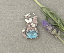 Load image into Gallery viewer, RESERVED for Janet - Cat Pendant, Kyanite Gemstone, Sterling Silver
