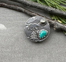 Load image into Gallery viewer, RESERVED for Carla - Artisan Button, Tahoe Bear, Nevada Turquoise, Bracelet Button, OOAK
