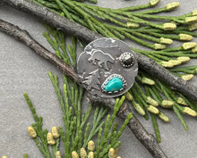 Load image into Gallery viewer, RESERVED for Carla - Artisan Button, Tahoe Bear, Nevada Turquoise, Bracelet Button, OOAK
