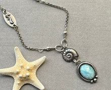 Load image into Gallery viewer, Stunning Larimar Pendant, Fine Silver Ammonite,Sterling Silver Necklace
