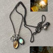 Load image into Gallery viewer, Ethiopian Opal &amp; Faceted Citrine Necklace with Fine Silver Bee
