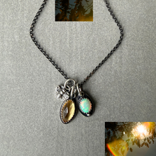 Load image into Gallery viewer, Ethiopian Opal &amp; Faceted Citrine Necklace with Fine Silver Bee
