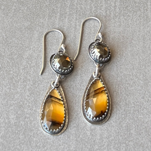 Load image into Gallery viewer, Montana Agate and Pyrite Gemstone Earrings, Sterling Silver
