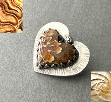 Load image into Gallery viewer, Sterling Silver Suture Ammonite Heart Button
