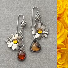 Load image into Gallery viewer, Handmade Sterling flowers, Citrine Gemstones, Bees, Kyanite, Montana Agates
