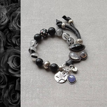 Load image into Gallery viewer, Artisan Bracelet, Tourmalinated Quartz Gemstone Beads, Handmade Button, Bracelet
